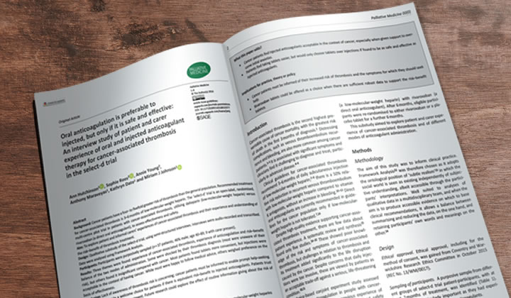 Oral anticoagulation is preferable to injected, but only if it is safe and effective: An interview study of patient and carer experience of oral and injected anticoagulant therapy for cancer-associated thrombosis in the select-d trial