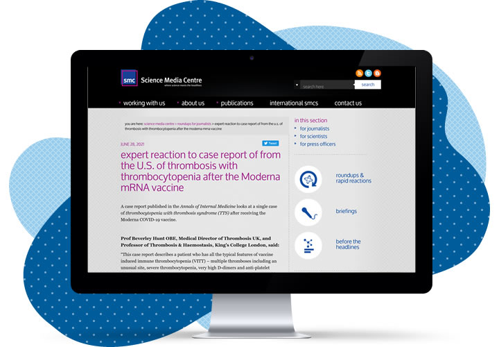 Expert reaction to case report of from the U.S. of thrombosis with thrombocytopenia after the Moderna mRNA vaccine