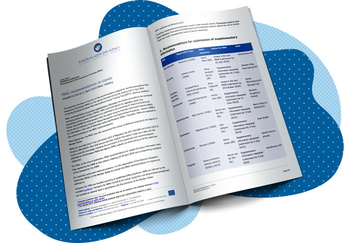 EMA release PRAC recommendations on signals